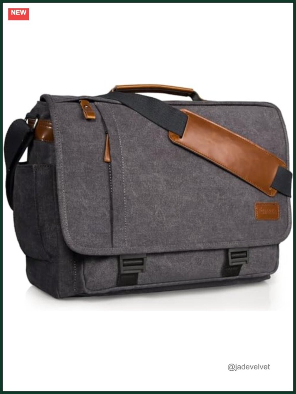 Water-Resistant Canvas Laptop Messenger Bag 17-17.3" Shoulder Briefcase Work